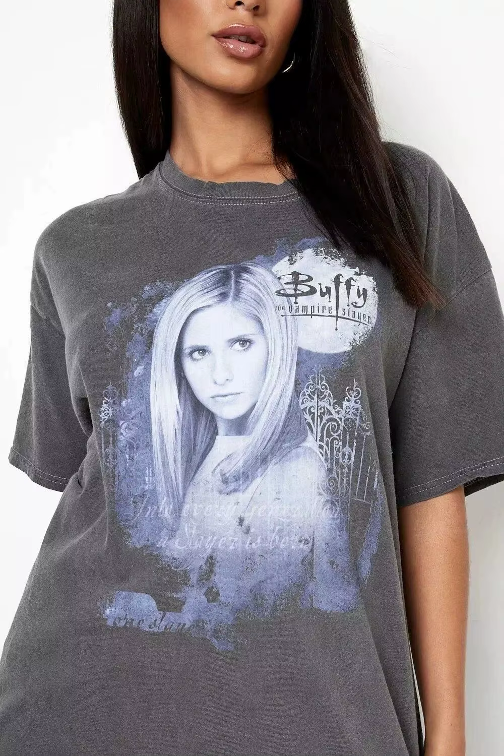 T-shirt vintage Buffy The Vampire Slayer, imprimé, en coton, décontracté, col rond, unisexe, pour l'