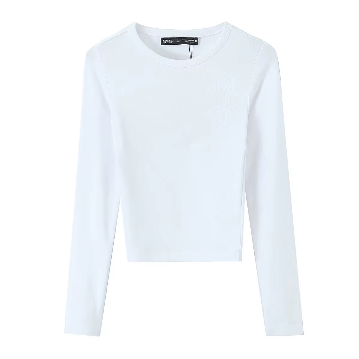 T-shirt Femme Printemps Mode Casual Slim Style Urbain Élégant Col Rond Manches Longues Chic Uni 3 Co
