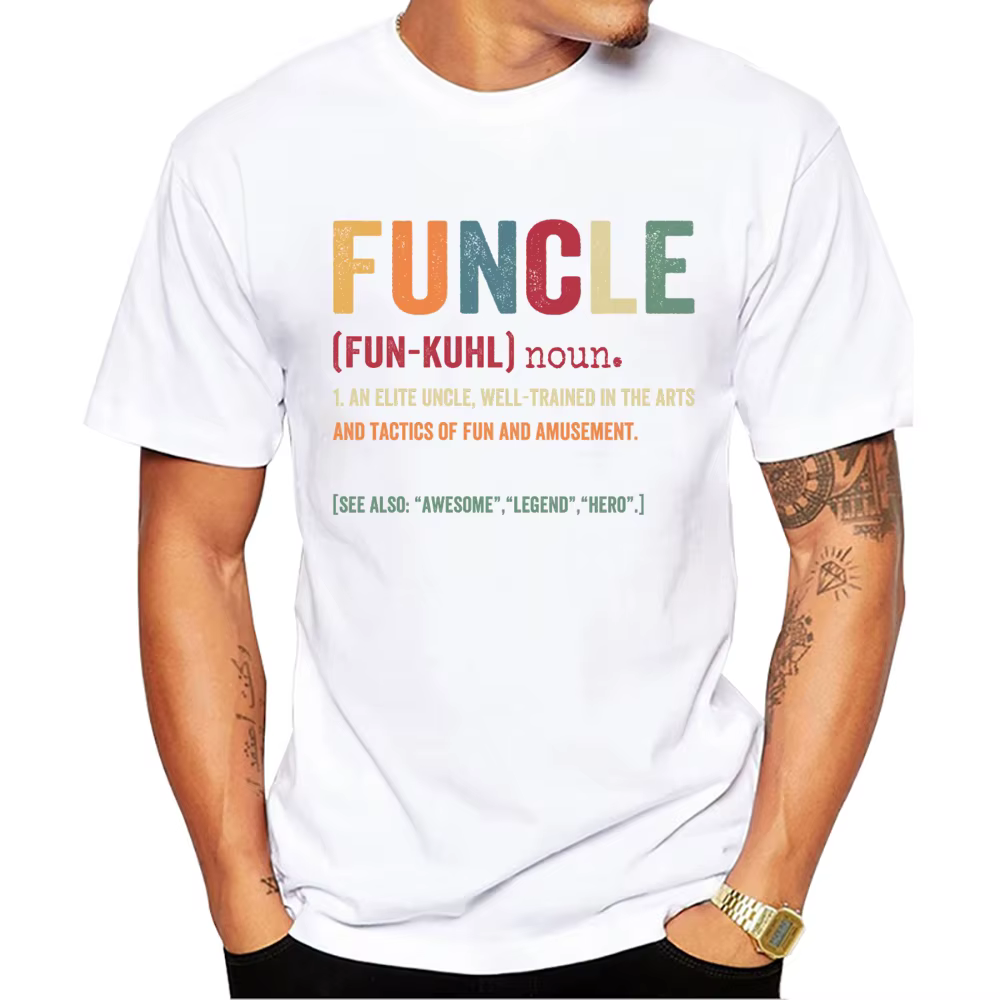 TEEHUB Funcle drôle oncle hommes T-Shirt héros lettres imprimées Harajuku t-shirts à manches courtes