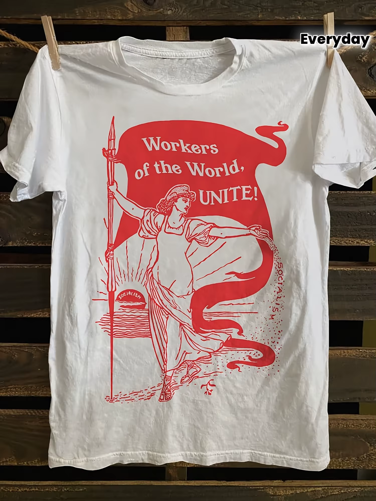 T-shirt rétro à motif marxiste pour hommes et femmes « Ouvriers du monde, unissez-vous ! » T-shirt d