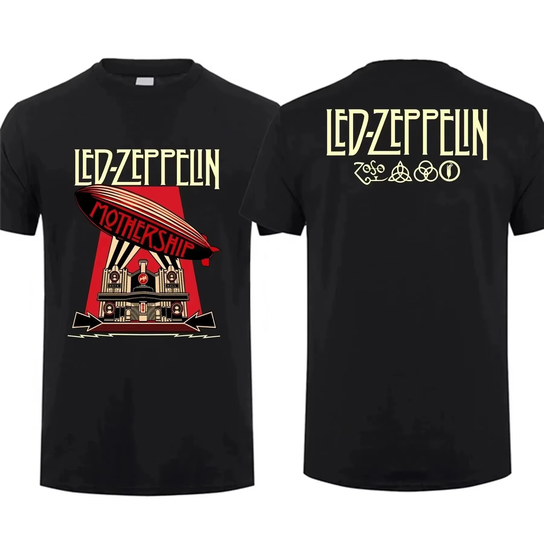 Hip Pop Harajuku T-shirt Vintage groupe de Rock Led Tour mère Zeppelin T-shirt Double face décontrac