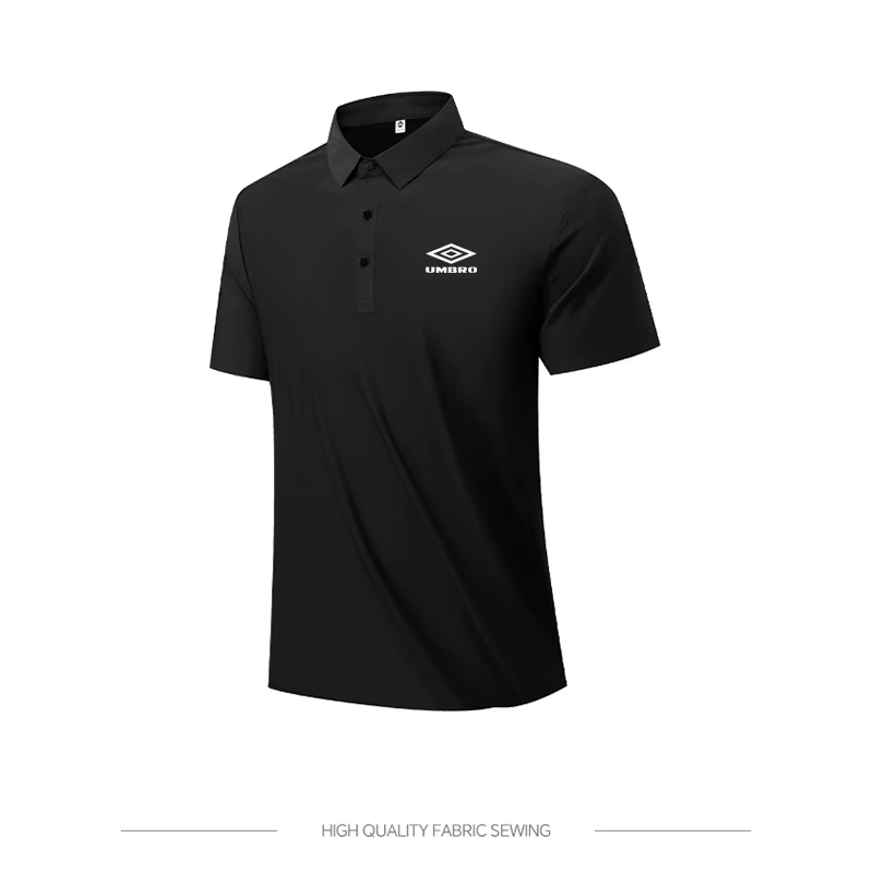 Polo UMBRO pour homme, été, sans couture, en soie glacée, séchage rapide, manches courtes, col class