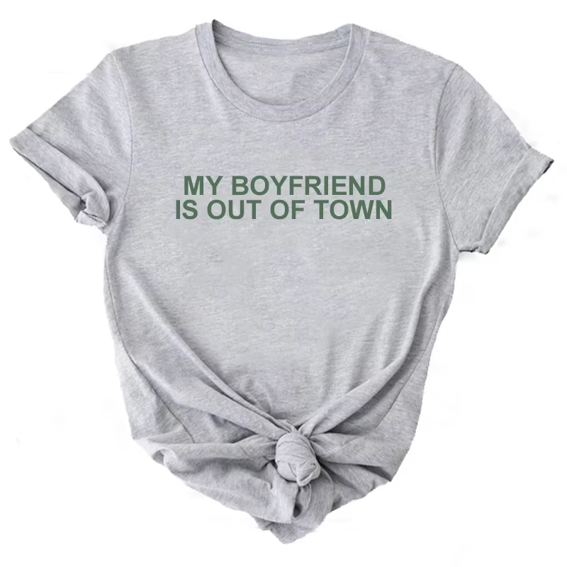 Mon petit ami est hors de la ville t-shirts coton à manches courtes T-shirt femmes rétro lettre impr