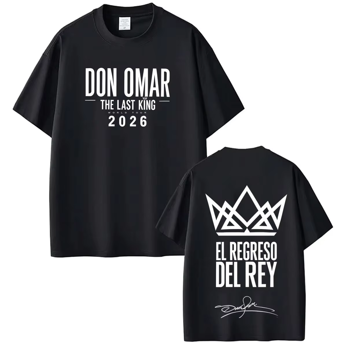 T-shirts imprimés 2026 Rapper Don Omar The Last King Tour pour hommes et femmes, mode décontractée à