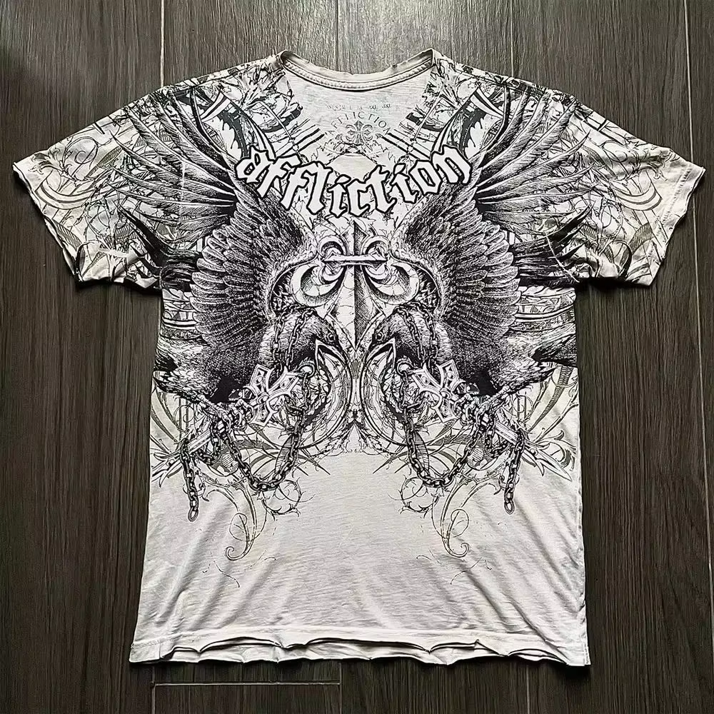 T-shirt surdimensionné pour homme Affliction années 2000, imprimé graphique vintage punk hip hop, co
