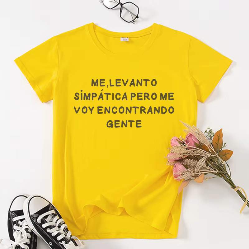 T-shirt manches courtes femme, décontracté, en coton, à la mode espagnole, noir et blanc