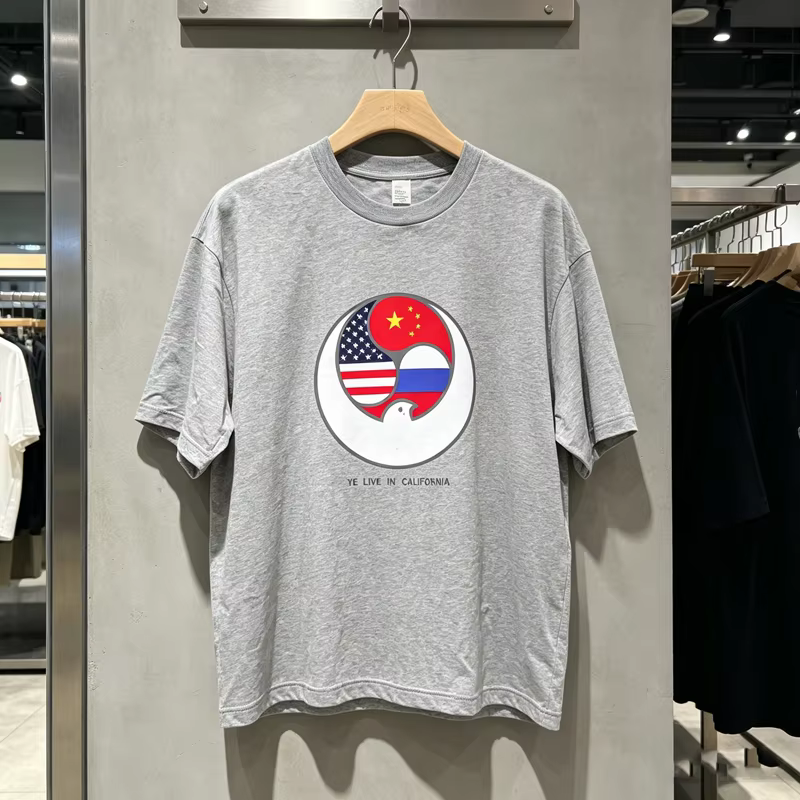 T-shirt unisexe Yzy 2026 à manches courtes avec imprimé étoile à cinq branches sur la poitrine, Kany