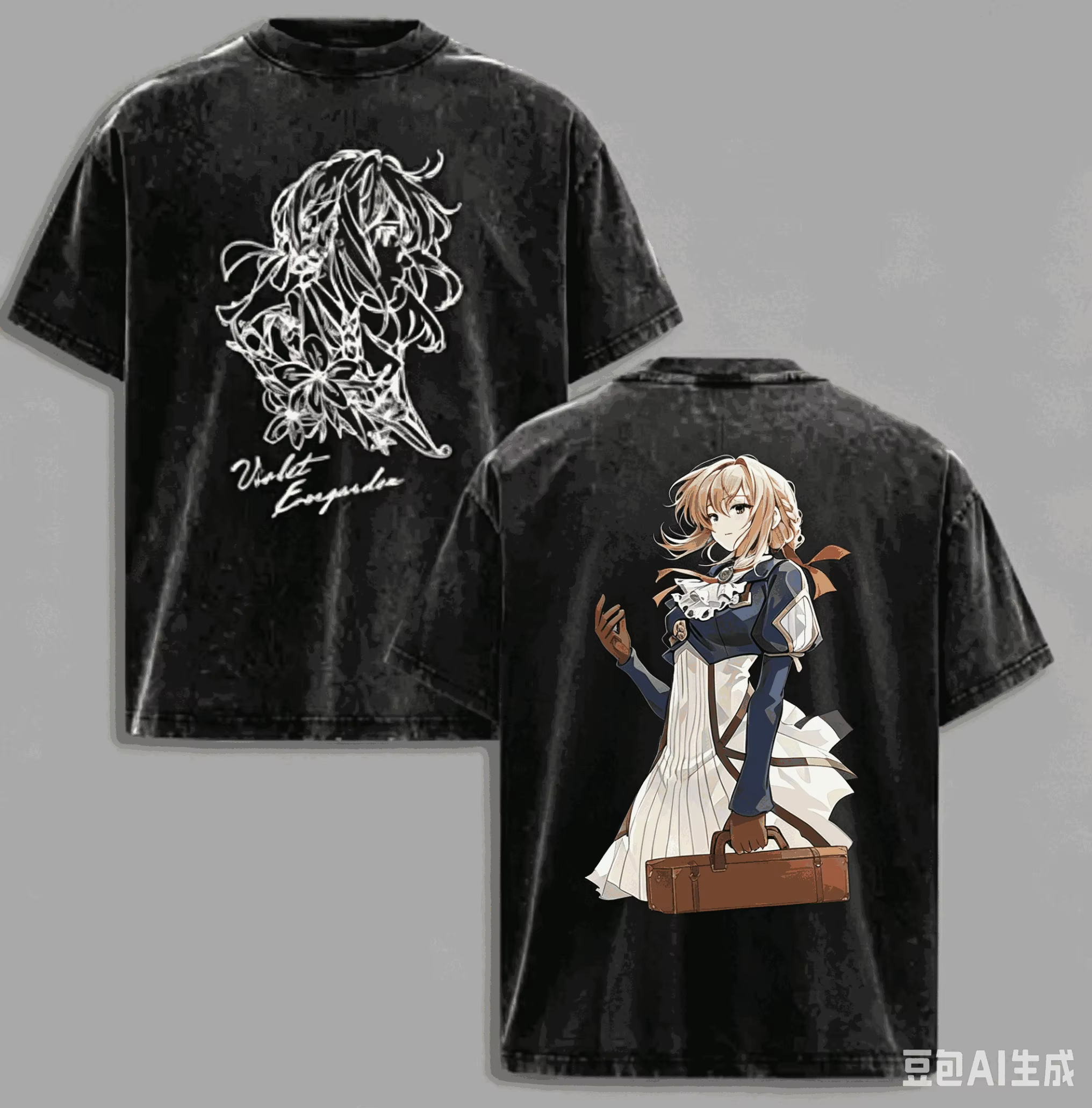 T-shirt Violet Evergarden délavé, nouveau modèle 2026, vêtement de style vintage ample, pour toute l
