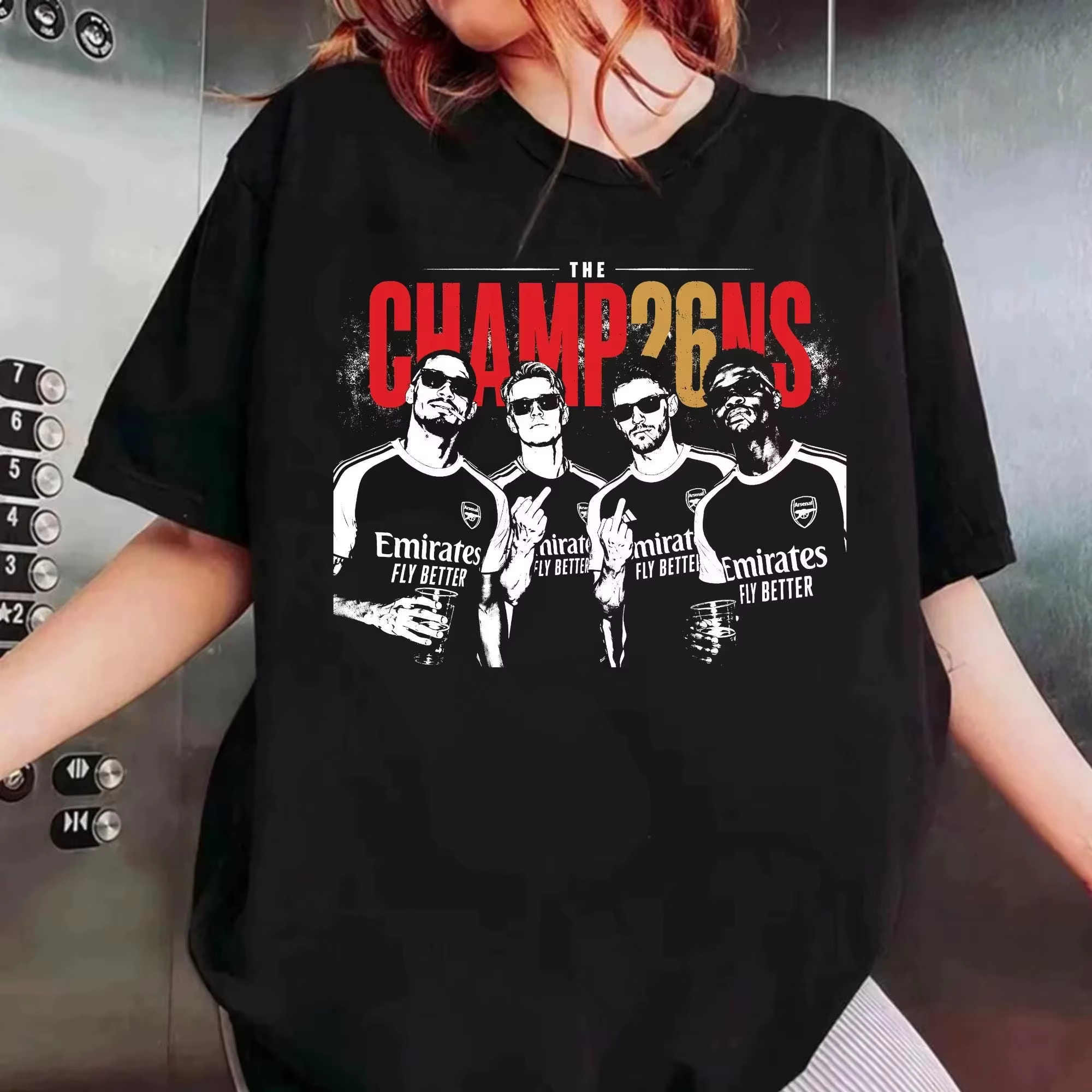 T-shirt Arsenal Champions de la Premier League 2026 – Collection Été – Coton Y2K – Coupe Ample – Man