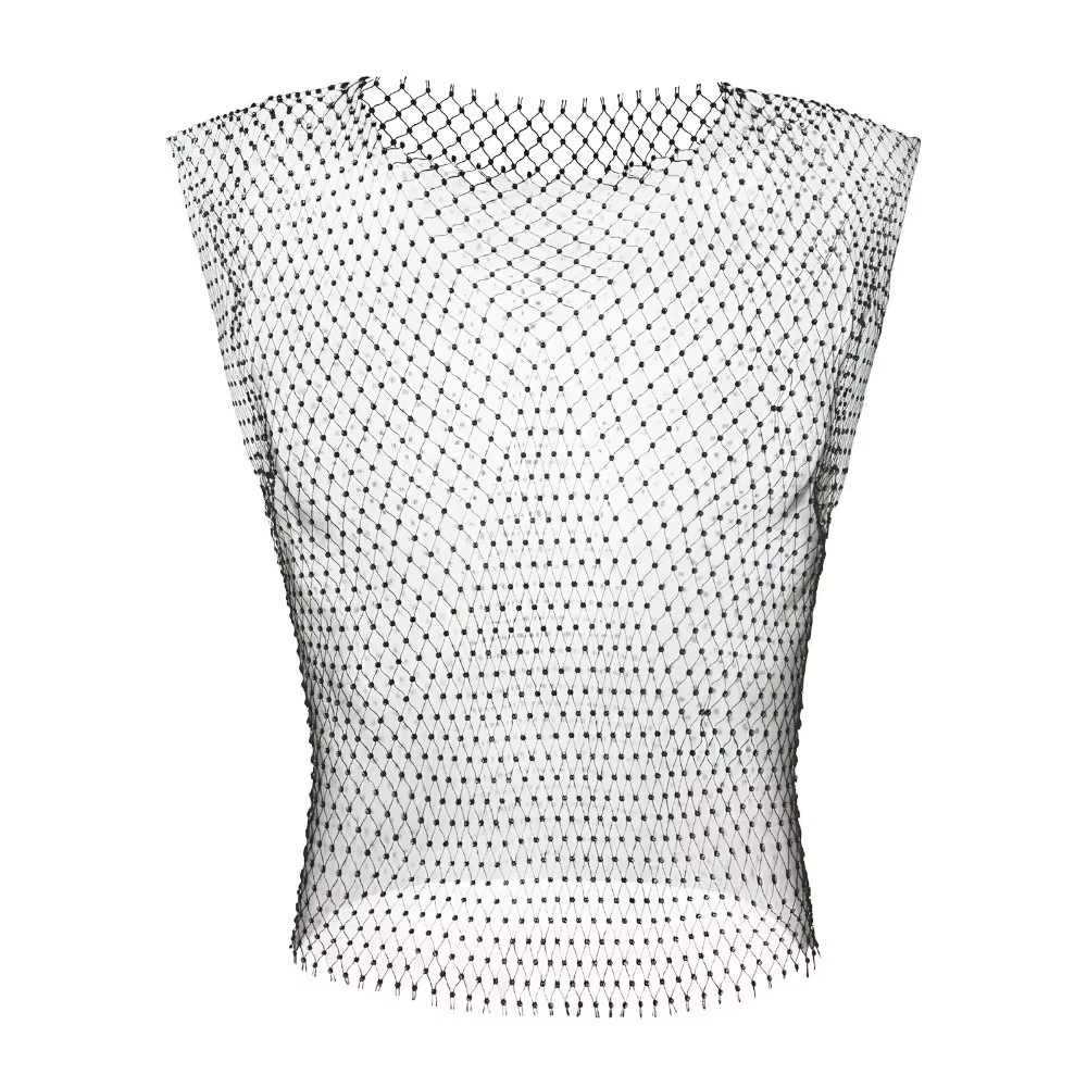 Débardeur Homme Style Sexy Orné de Strass, Design Creux, Coupe Ajustée, Gilet Résille en Tissu Élast