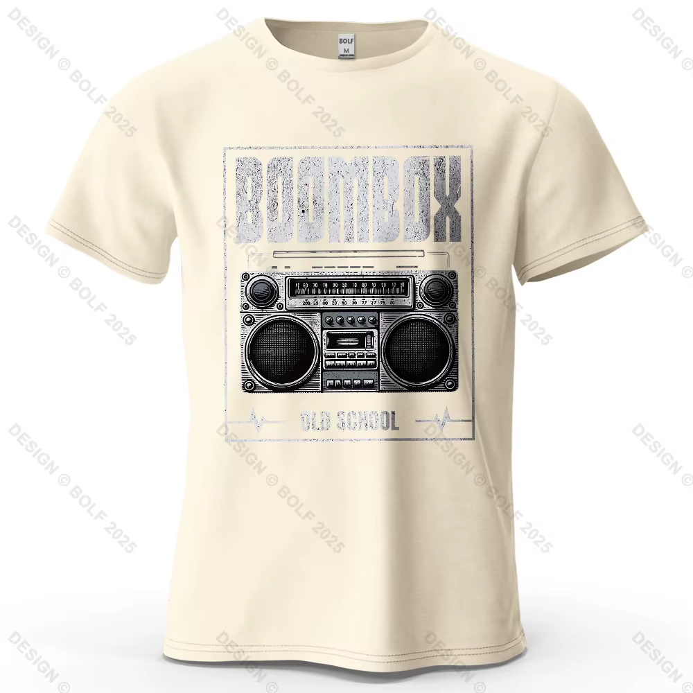 Boombox Hip Hop imprimé hommes T-Shirt 100% coton surdimensionné Vintage graphique t-shirts pour hau