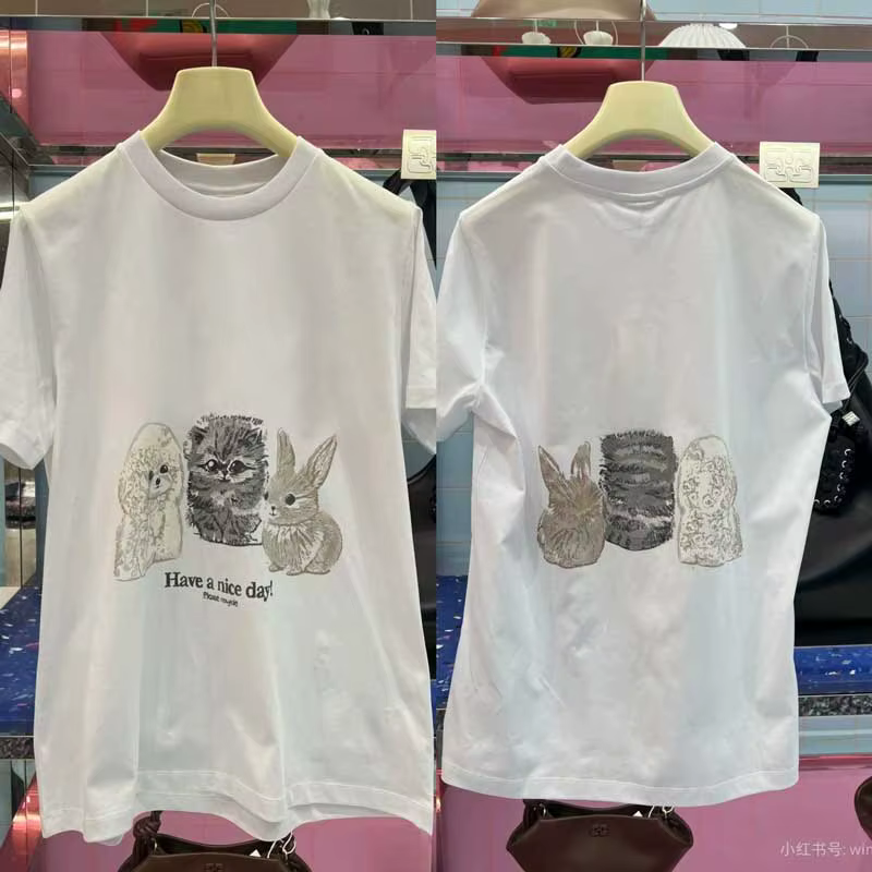T-SHIRT à manches longues animaux imprimé graphique T-SHIRT femmes printemps été 100% coton 2025 nou