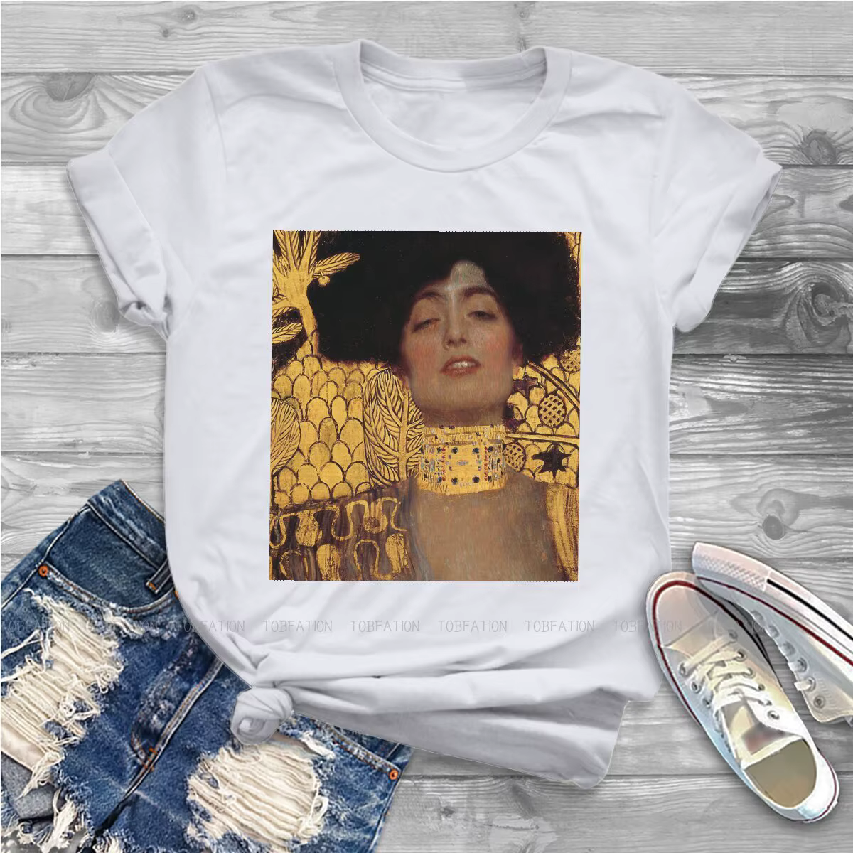 Judith – T-Shirt à manches courtes pour femme, vêtement Vintage décontracté et surdimensionné avec d