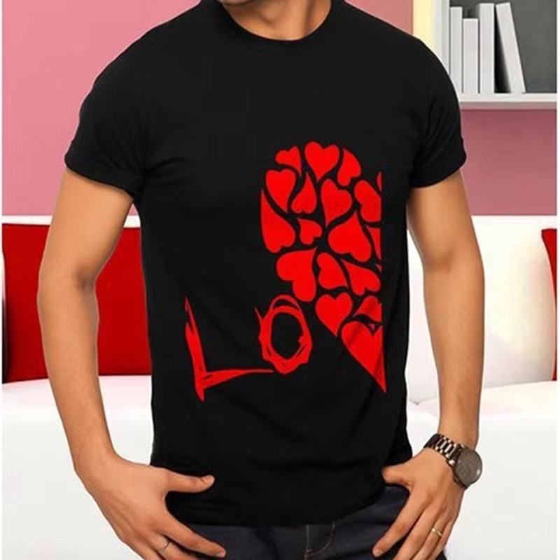 T-shirt col rond pour couple, estival et décontracté, avec impression du roi et de la reine, épissag