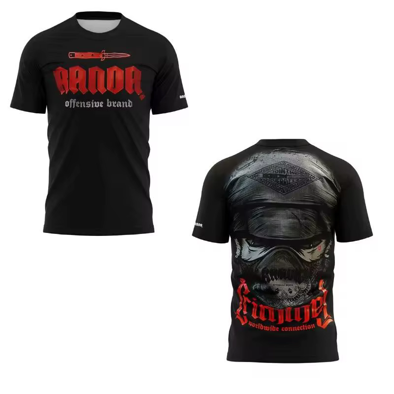 T-shirt tactique gothique Randa, vêtements de sport respirants | Vêtements de style combat unisexe