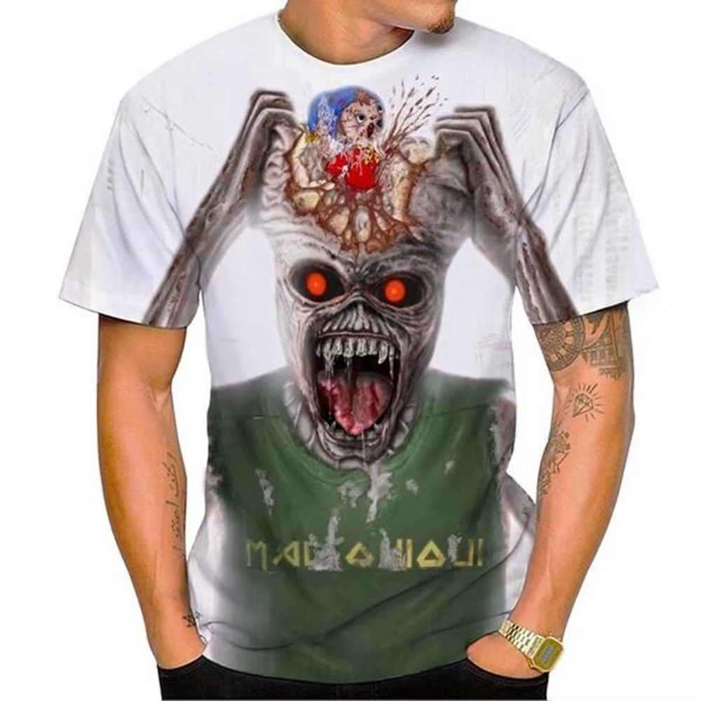 Mode d'été nostalgique 3D imprimé Heavy Metal musique diable Cool mode T-shirt personnalisé