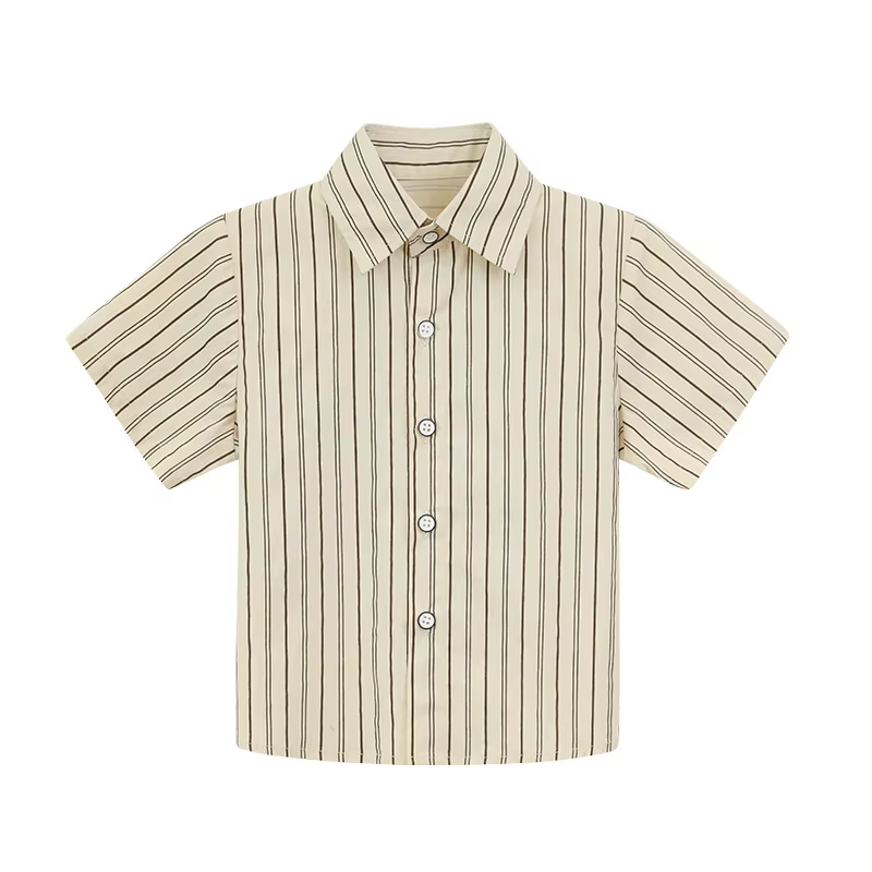 Ensemble chemise à manches courtes pour garçons, tenue d'été à bretelles pour enfants, à rayures, à 