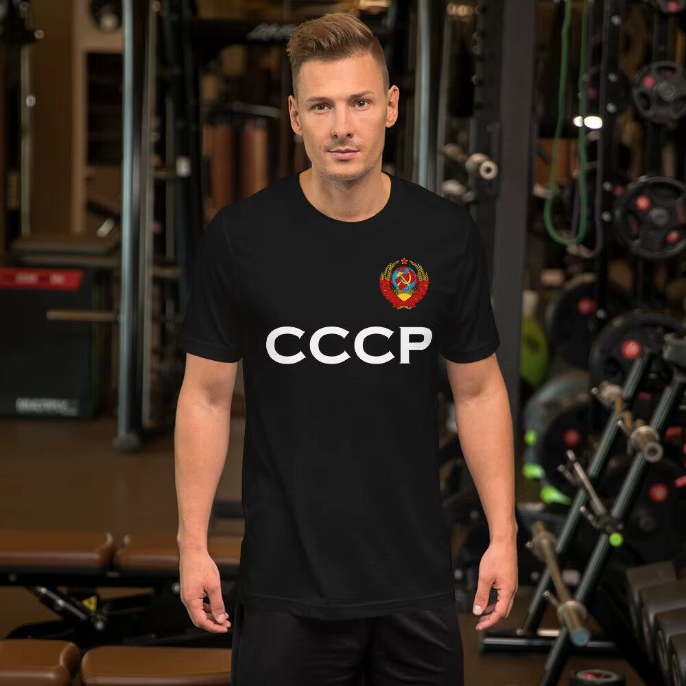 T-Shirt manches courtes col rond homme, décontracté, 100% coton, équipe URSS, Union soviétique, Russ