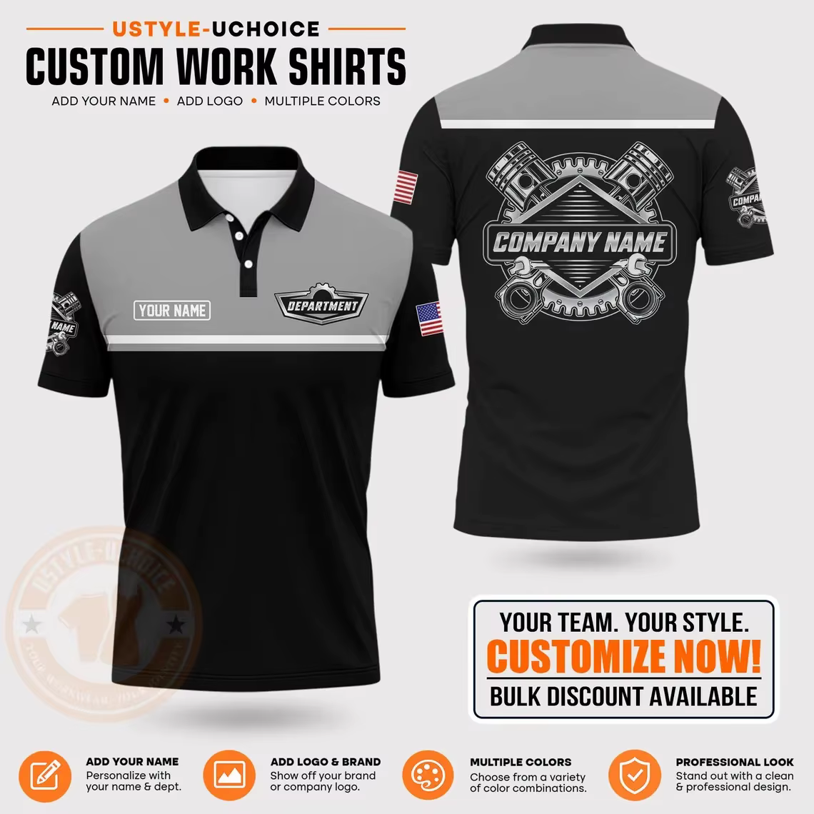 Polo de travail personnalisé pour mécanicien, uniforme avec nom et logo personnalisés, imprimé pisto