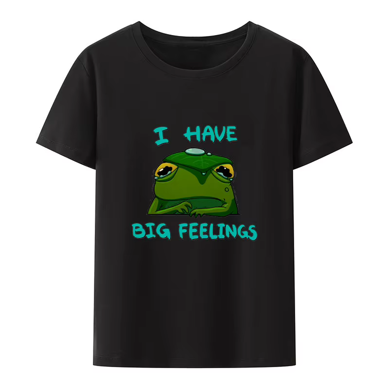 J'ai des grandes sentiments grenouille impression T-shirt Harajuku col rond Punk nouveau Style respi