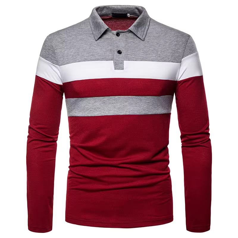 2025 Nouveau polo quatre saisons à manches longues coloré pour hommes pour le commerce extérieur