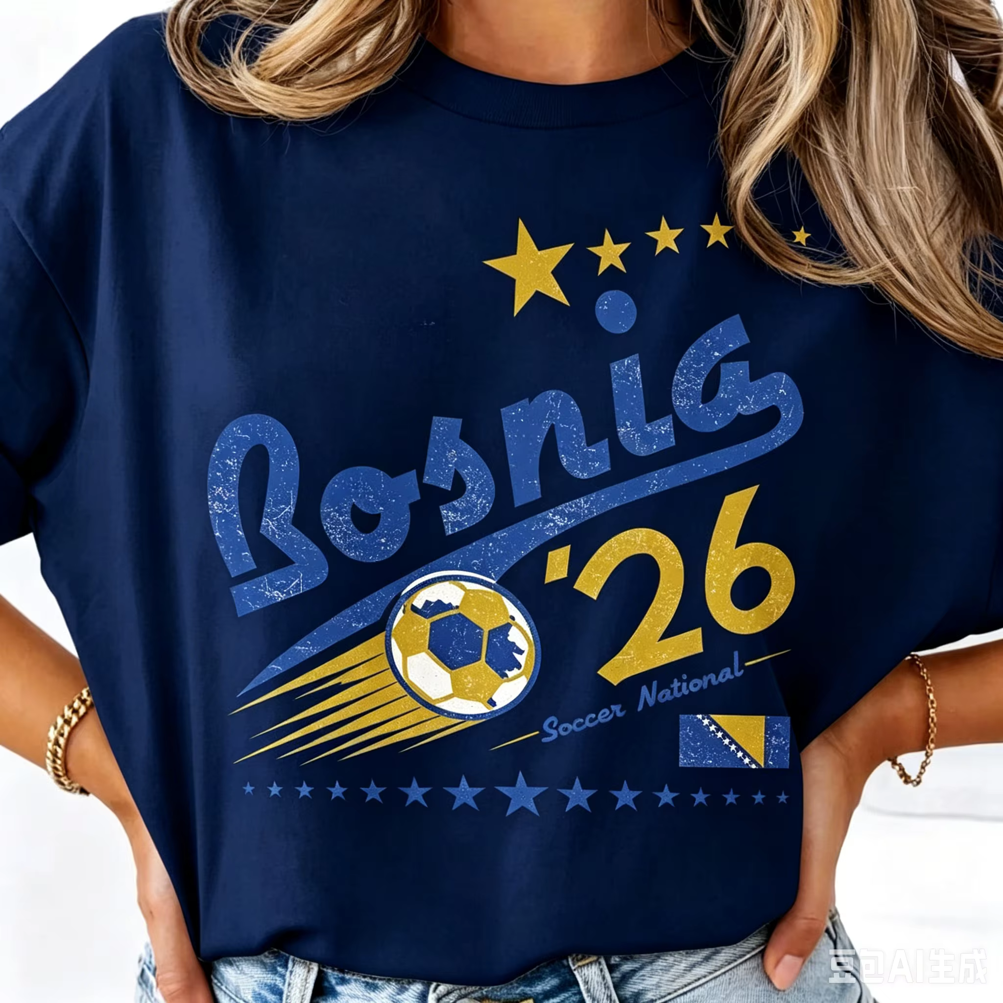 T-shirt de football de Bosnie-Herzégovine pour hommes et femmes, vêtements d'été en coton, mode déco