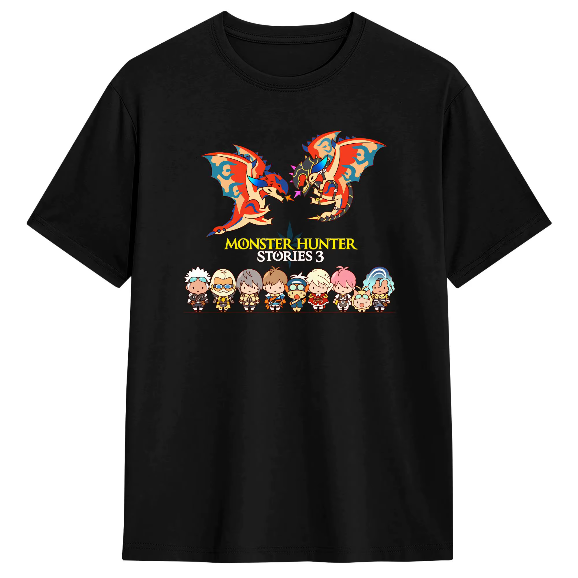 Monster Hunter Stories 3 T-shirt de plage populaire en pur coton à col rond, vêtements grande taille
