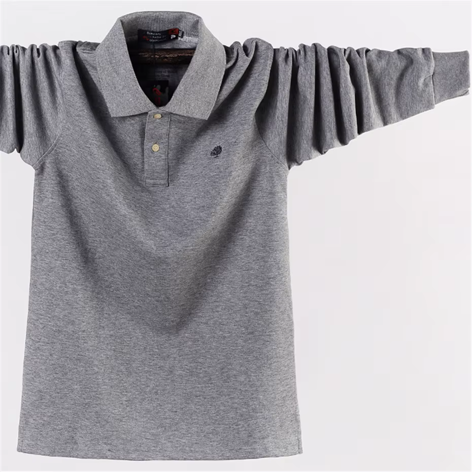 Polo à Manches sulfpour Homme, en Coton, Couleur Unie, Noir, Vert, Marine, Grande Taille 7XL, Mode D