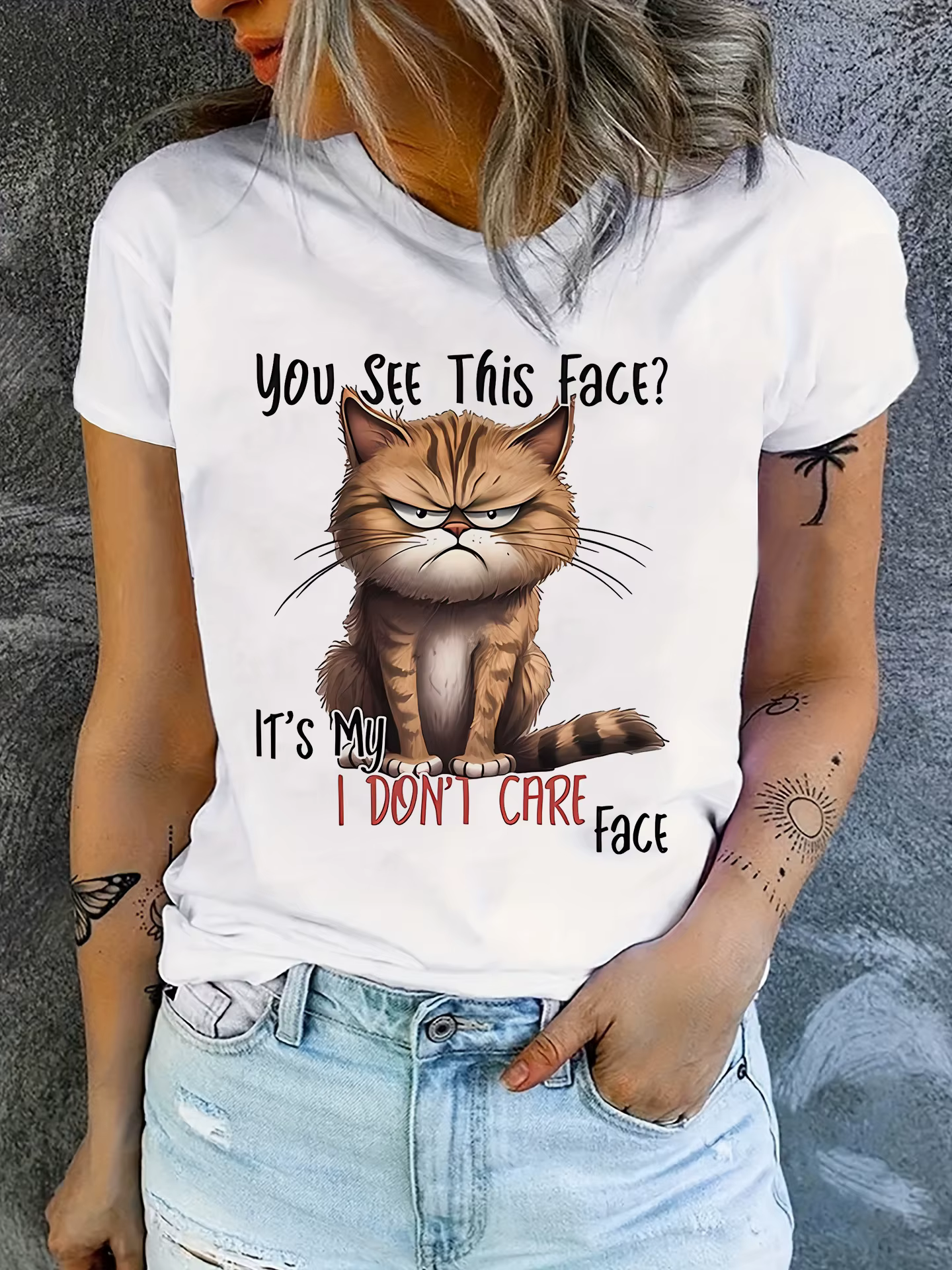 T-shirt à manches courtes chat mignon pour femme, amusant, printemps, été