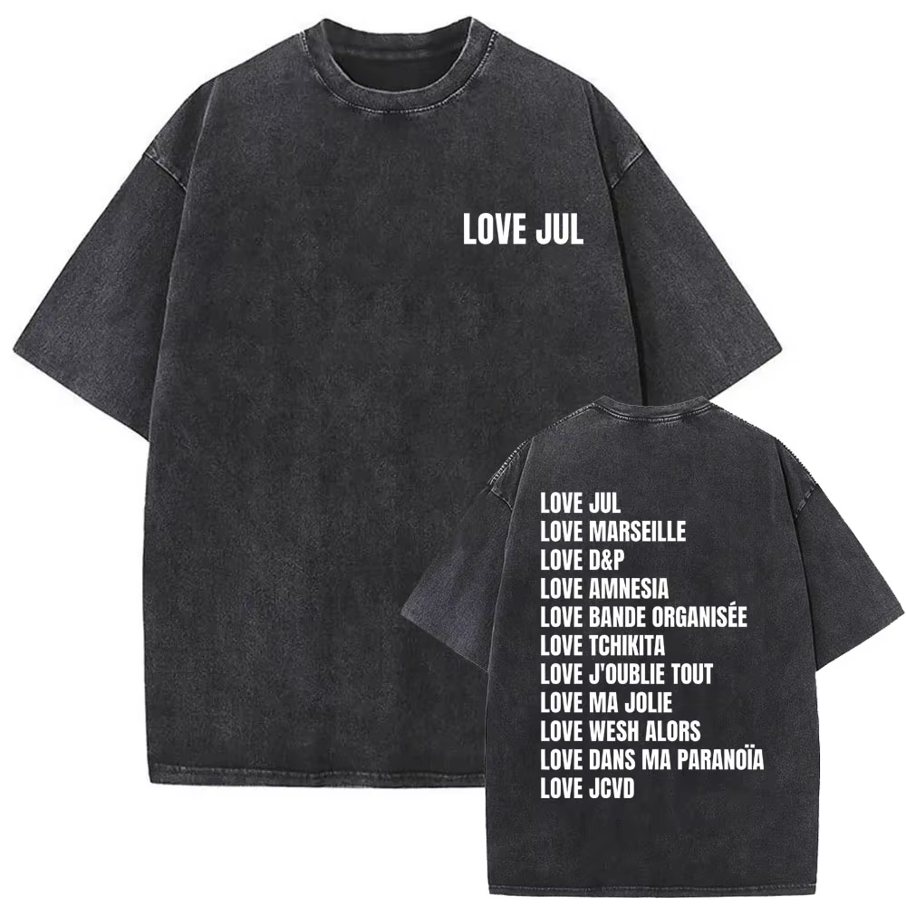 Love Jul 2025 Merch lavé Vintage T-shirt hommes femmes mode Rap Pop musique Streetwear homme Hip Hop
