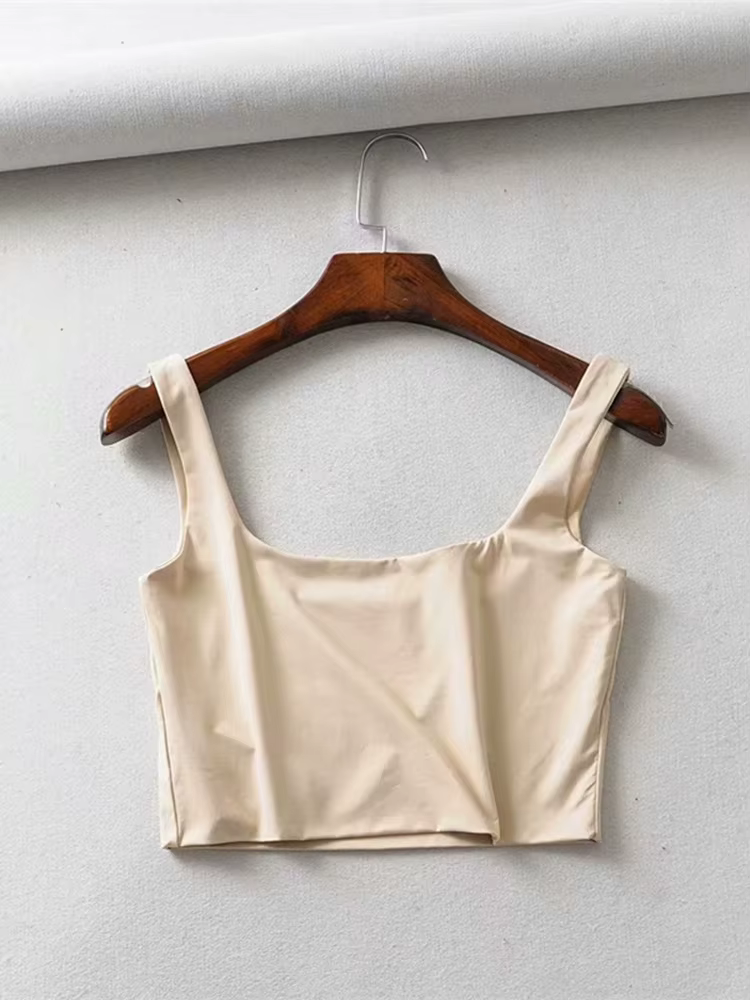 Offre spéciale 2024 été femmes Sexy hauts sans manche mode court col carré débardeurs 4 couleurs