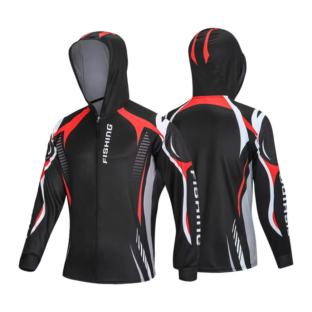 Fiship-Chemise de pêche à capuche anti-UV pour hommes, vêtements professionnels, protection UV, visa