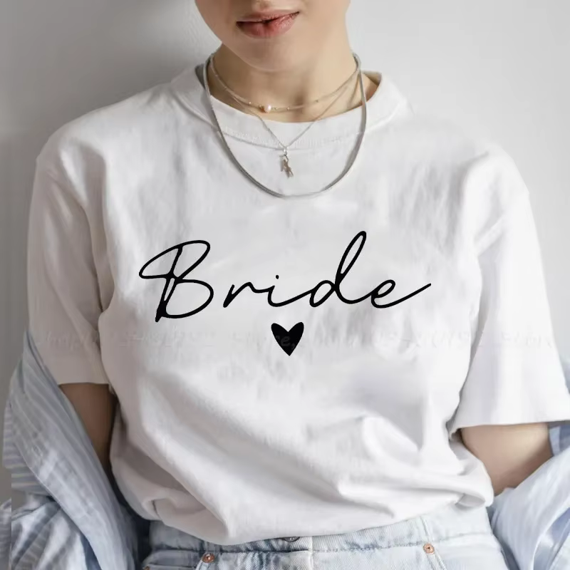 T-shirt Team Bride pour Femme, Blouse de Mariage, Vêtement Esthétique, pour Enterrement de Vie de Je
