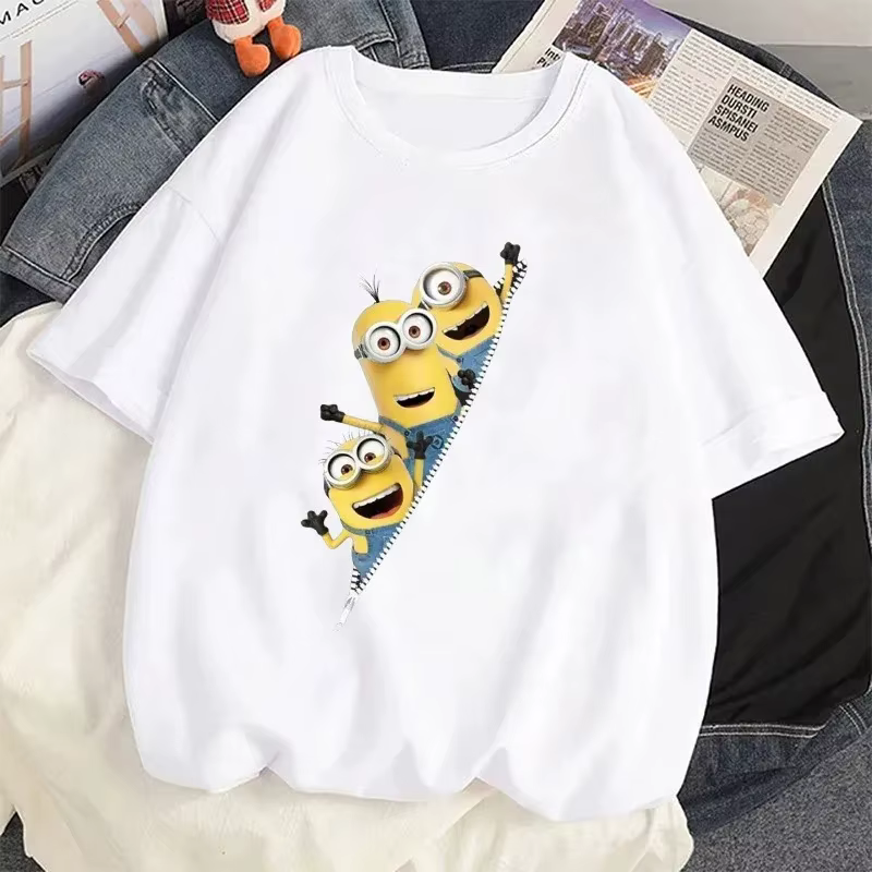 T-shirt drôle avec impression 3D des Minions, pour hommes et femmes, en coton, pour l'été, avec des 