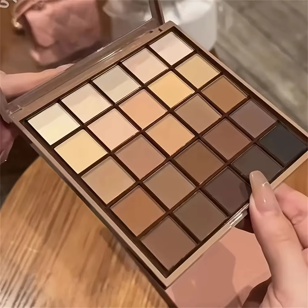 Palette de fards à paupières 25 couleurs - Tons neutres gris et bruns, nuances café et chocolat, pou
