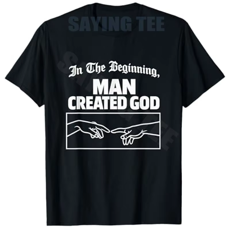 T-shirt Meme Aïthiste Sarcastique Anti-Religion Y2K Esthétique Amusant et Embarrassant pour Homme