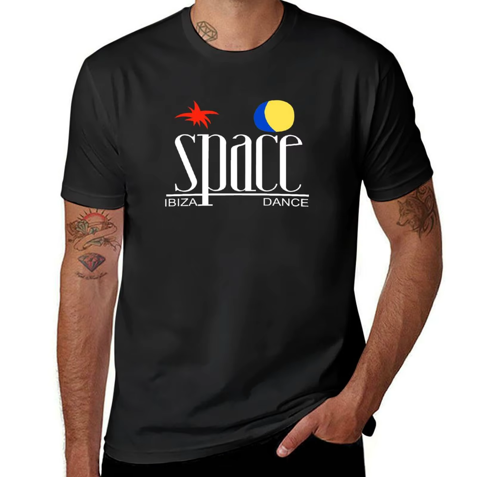 SPACE Ibiza Dance-T-shirt pour homme, T-shirt blanc, T-shirt noir classique, Discothèque mythique de
