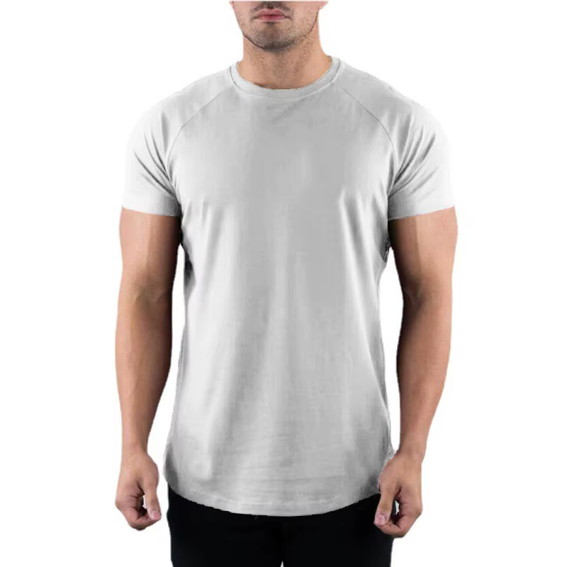 T-shirt de gymnastique uni pour hommes, vêtements de Fitness d'été, col rond, manches courtes, en co