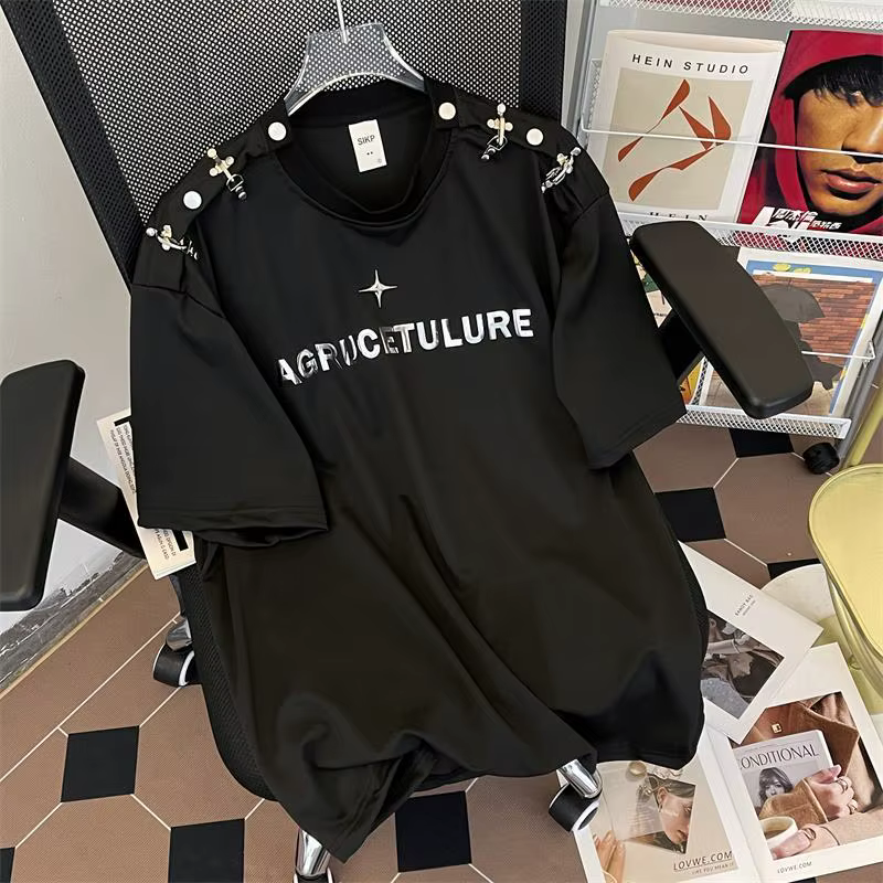 T-shirt à manches courtes pour hommes et femmes, haut épais pour couple, mode américaine High Street