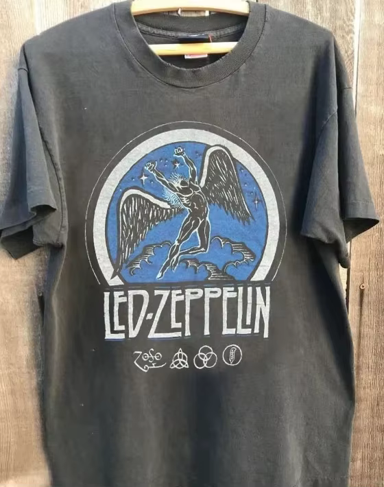 T-shirt pour hommes Led Zeppelin Band 1975 Tour, décontracté et confortable, printemps-été, nouveau 