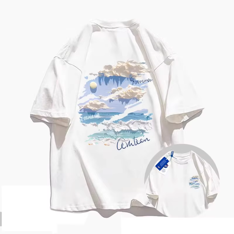 Tendance Été 2026 - T-shirt à Manches Courtes Motif Graffiti Peinture à l'Huile - Unisexe, Coton Pur