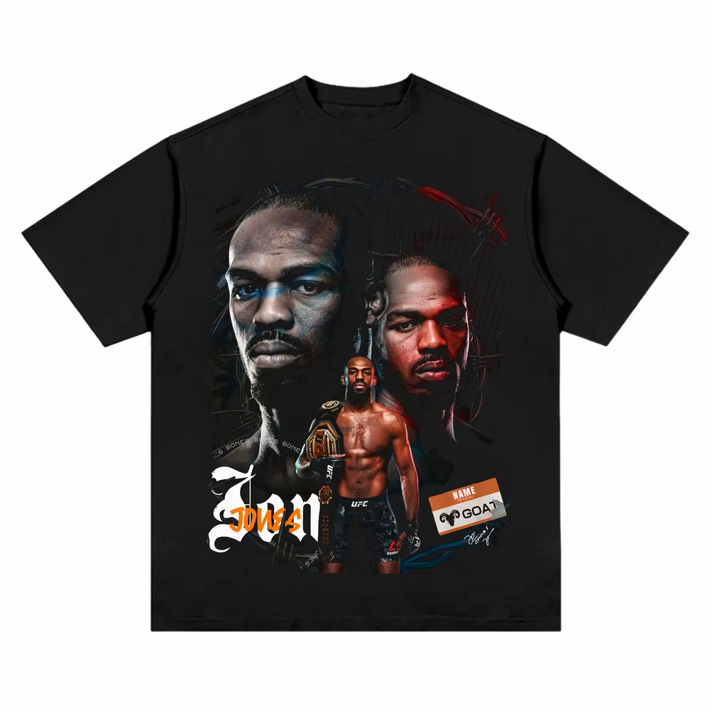 T-shirt graphique Jon Jones 2026 pour homme, en coton léger, style gothique, coupe oversize, col ron