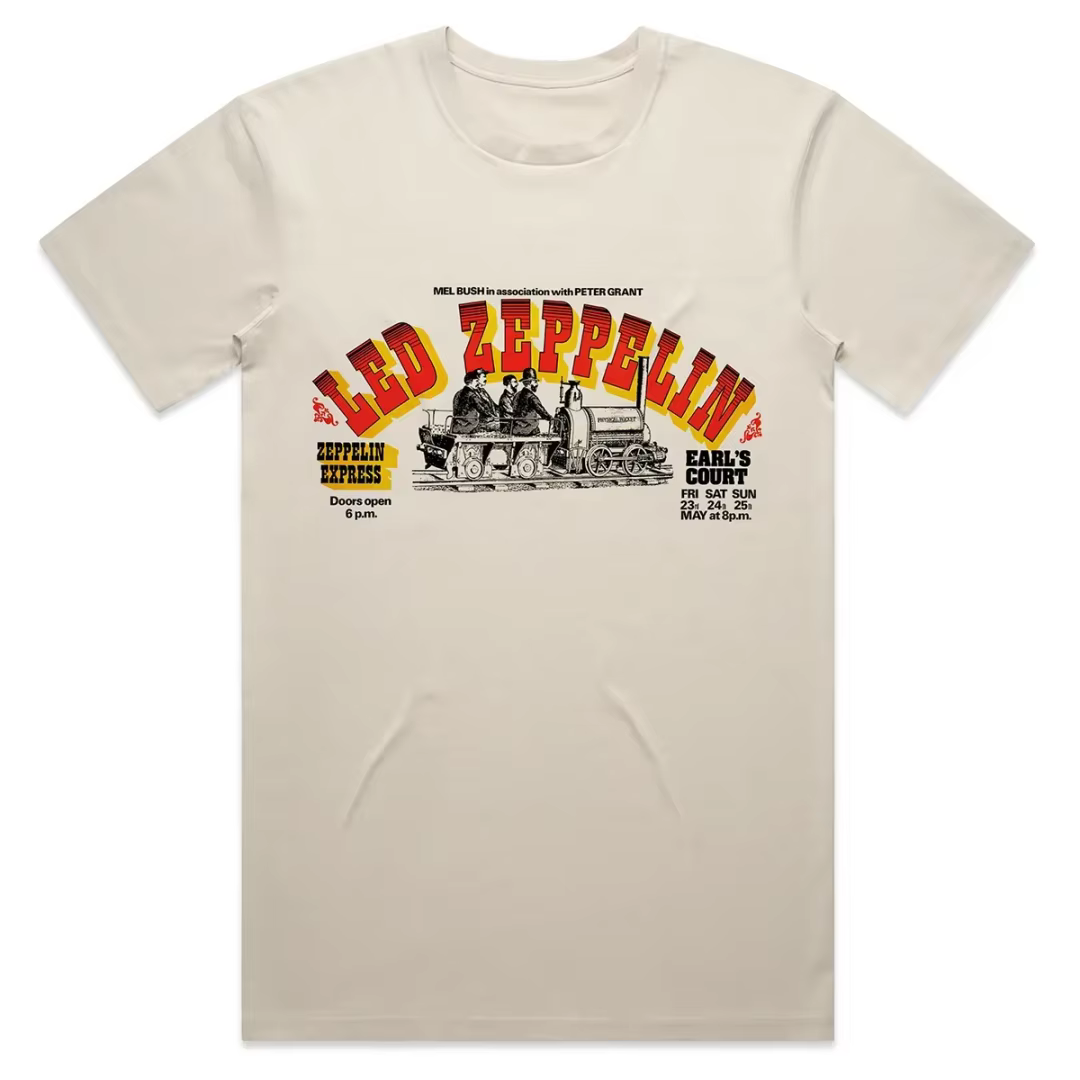 Zeppelin Express Poster - T-shirt Bone Tee Led Zeppelin Band, T-shirt d'été en pur coton pour hommes