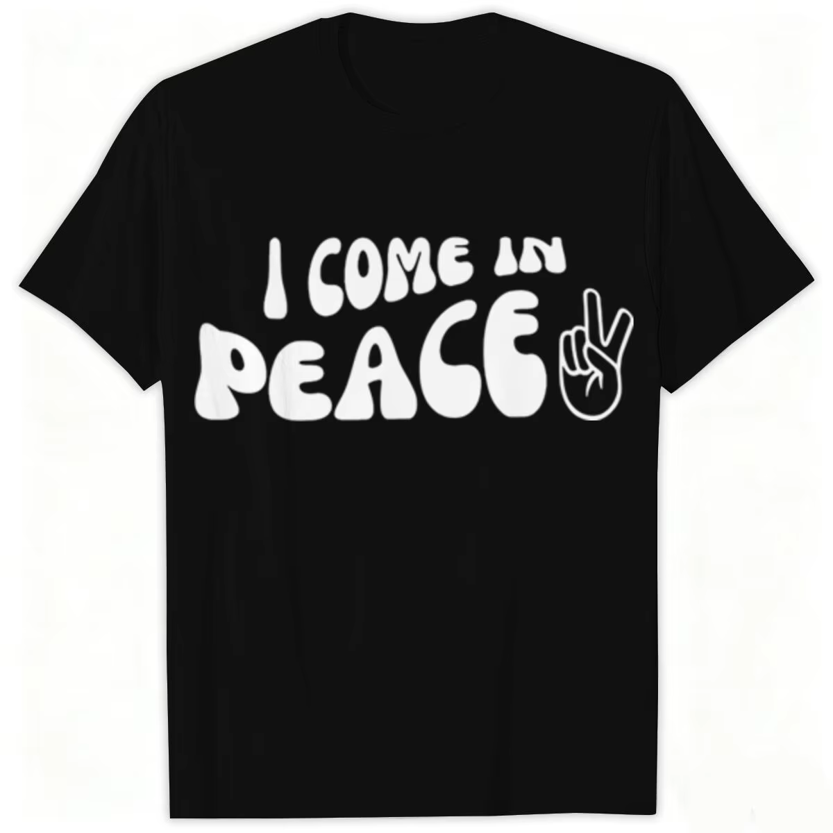 T-shirts de couple imprimés « Peace/I Come in Peace », motif lettres amusantes, pour femmes et homme