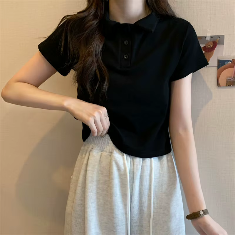 Petit haut à manches courtes pour femmes, nouveau Design d'été, couleur de Niche, Style court décont