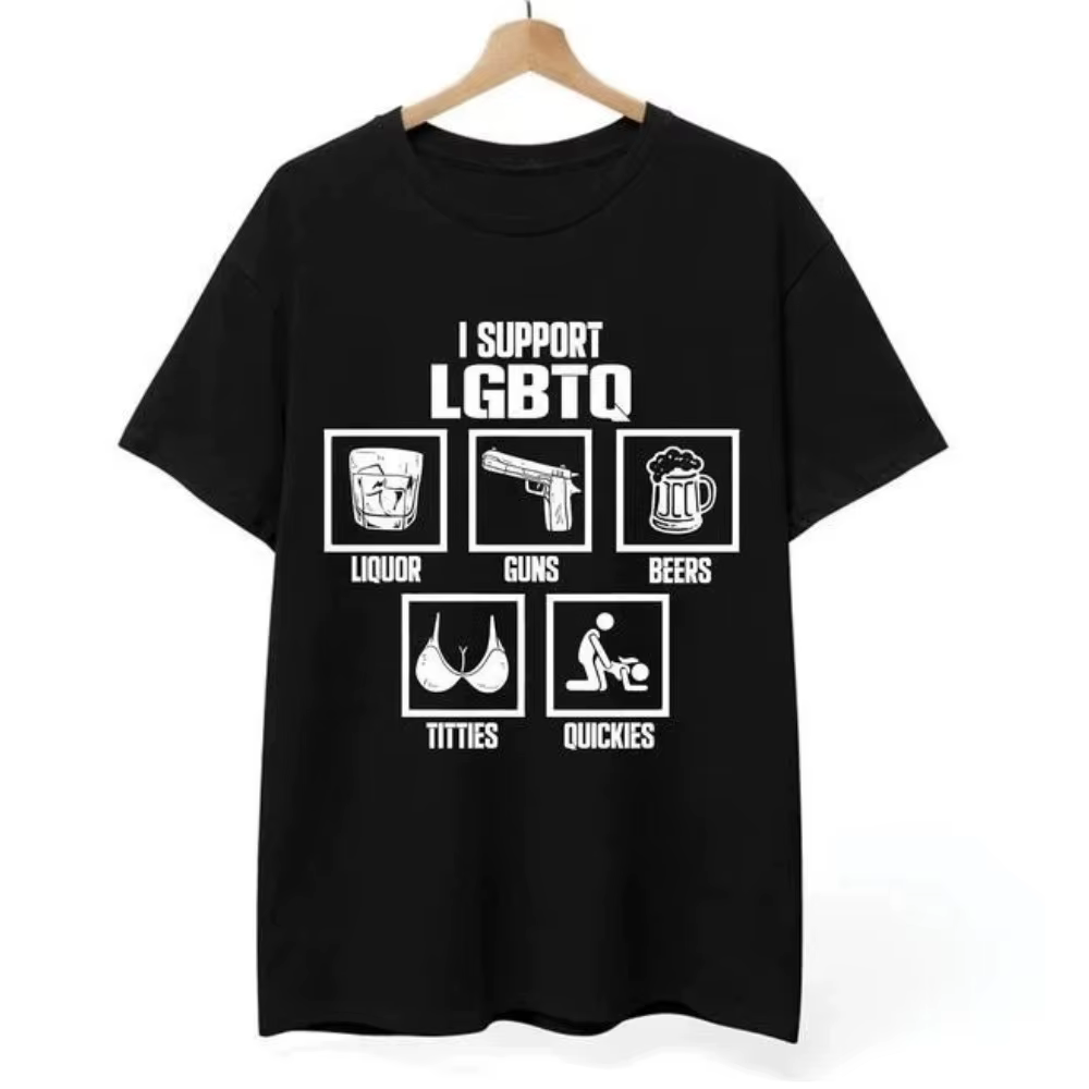 T-shirt vintage drôle pour hommes « Je soutiens la communauté LGBTQ » en coton, tee-shirt d'été pour