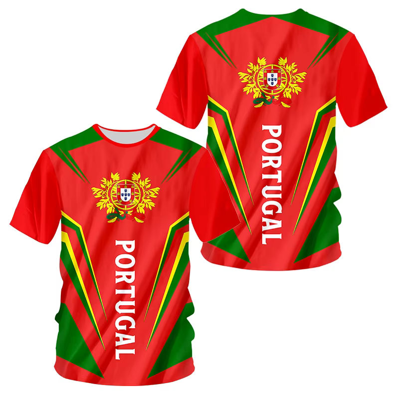 Drapeau du Portugal 3D imprimé T-Shirts hommes femmes décontracté mode Streetwear surdimensionné à m