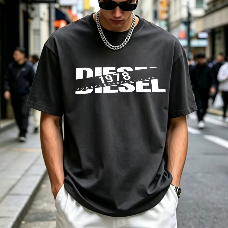 T-shirt Homme 2026 Style Diesel Imprimé 1978 Coton Décontracté Streetwear Mode Manches Courtes