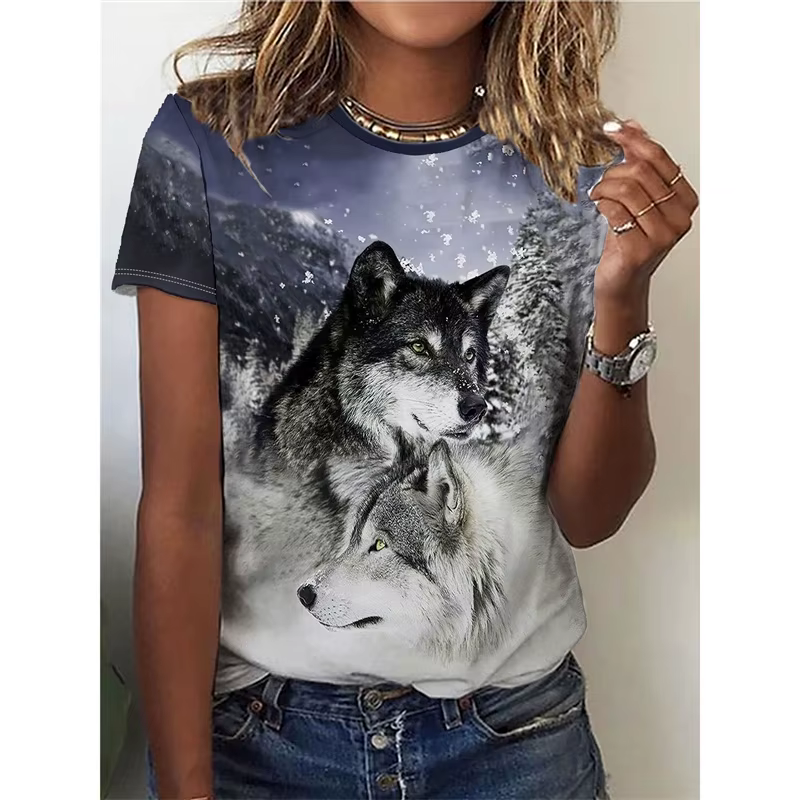 T-shirt surdimensionné pour femmes, mode d'été, imprimé dessiné, décontracté, haut à manches courtes