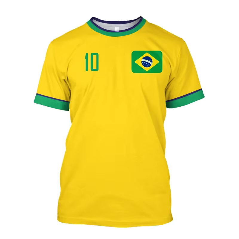 Maillot de football de l'équipe nationale du Brésil 10, maillot de football jaune classique avec dra